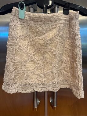 Cream Crochet Mini Skirt